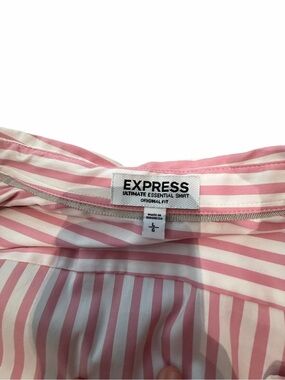Express Pink and White Striped Button-Up Blouse